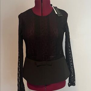 Gracia Black Lace Peplum Blouse